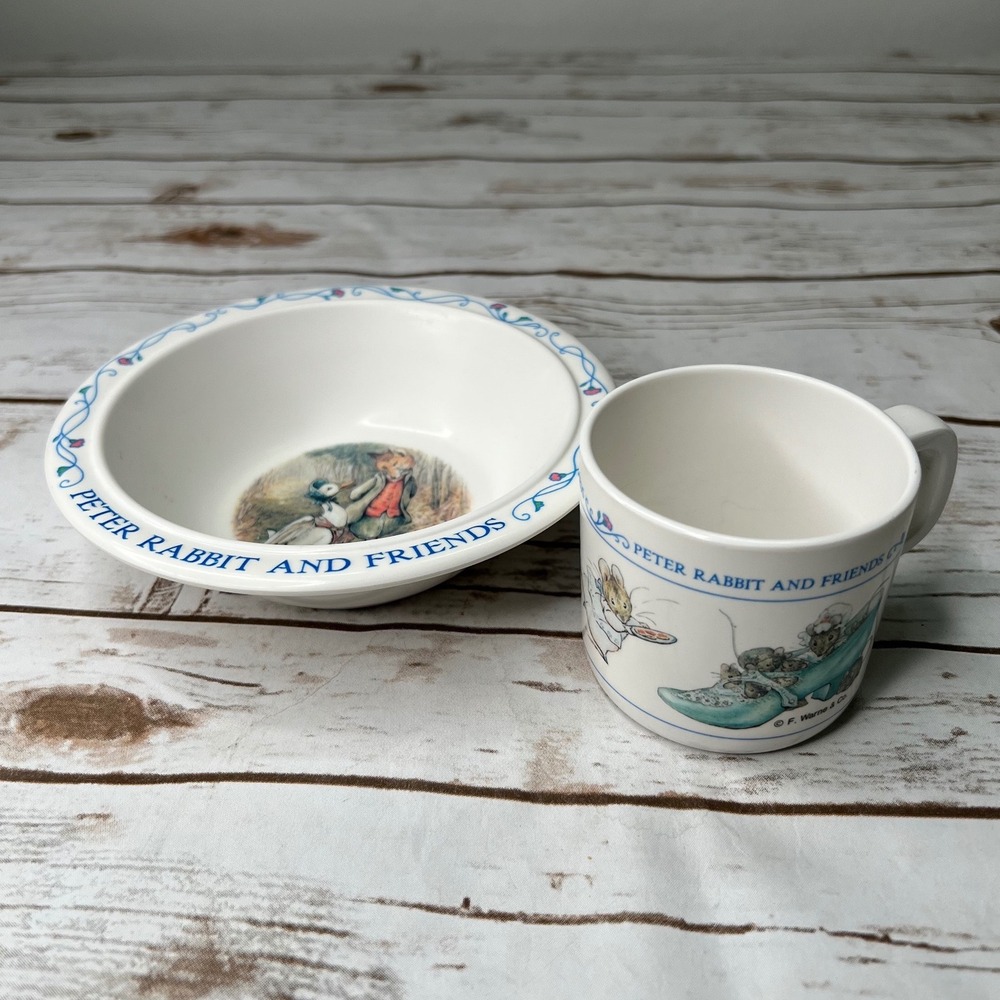 Eden Peter Rabbit and Friends Bowl Mug Set White Melamine Beatrix Potter OS